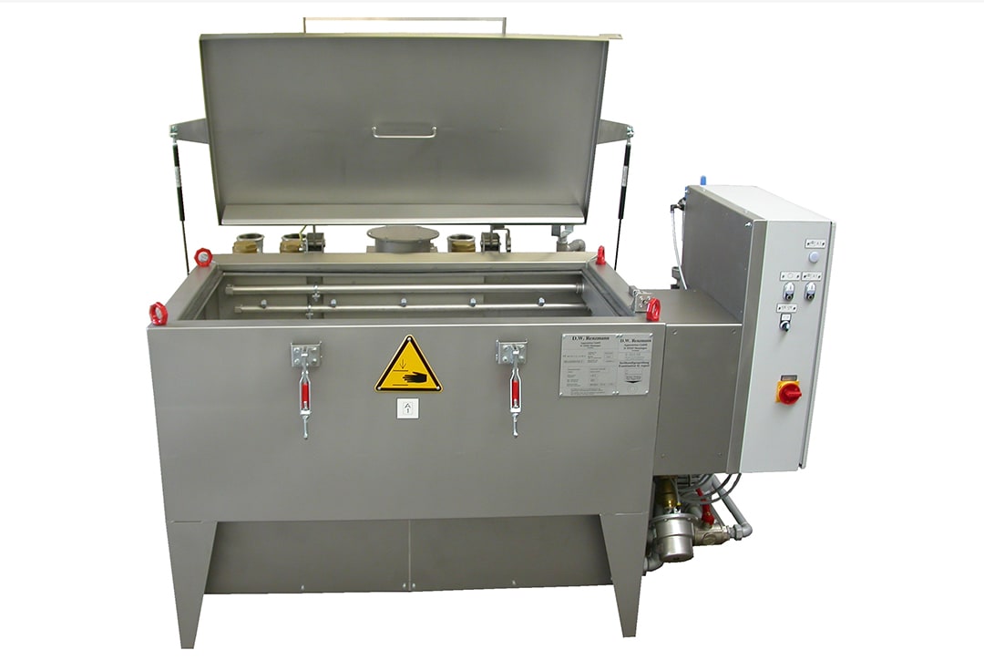 Industrielle Reinigungsmaschine Pureflex aus Edelstahl mit offenem Deckel