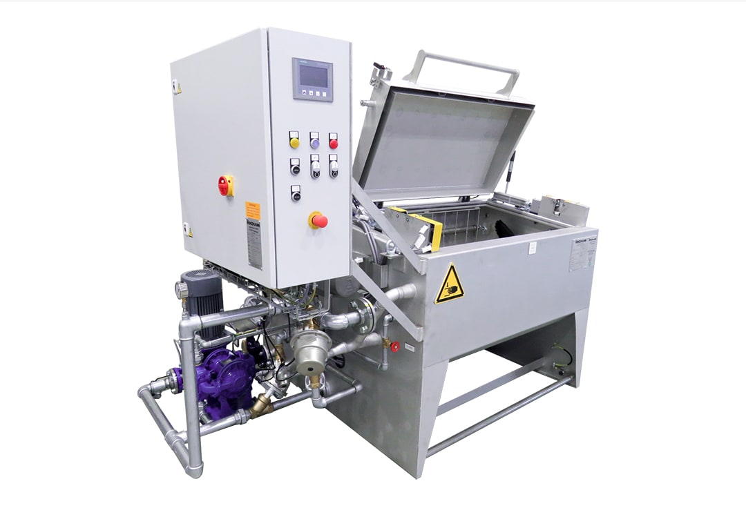 Industrielle Reinigungsmaschine Pureflex von Renzmann aus Edelstahl mit Steuerpanel
