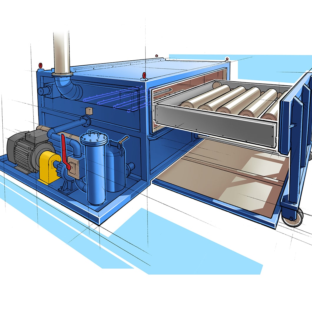 Illustration der Waschmaschine 360 zur Reinigung von Druckzylindern