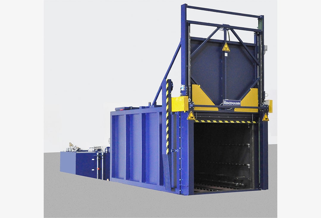 Industrielle Reinigungsmaschine in blauer Ausführung