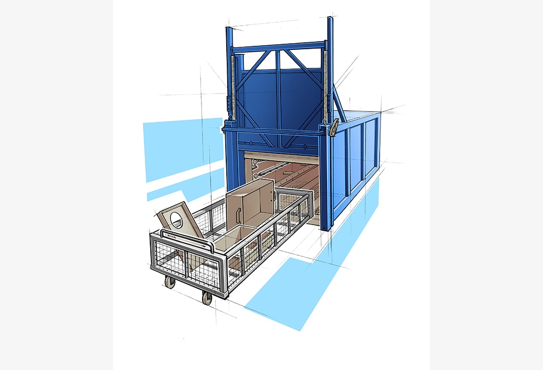 Industriecontainer mit rollendem Gitterwagen für Abfallentsorgung