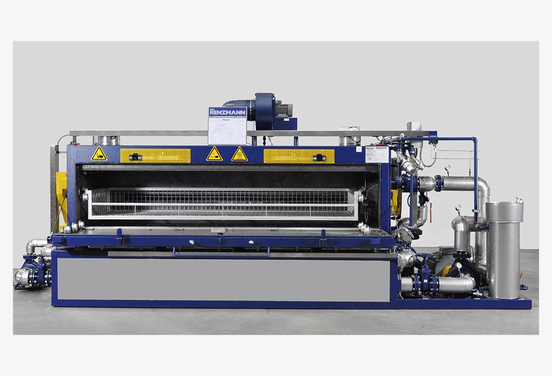 Waschmaschine 3400 von Renzmann für Teile mit geöffnetem Waschraum und Vorderansicht